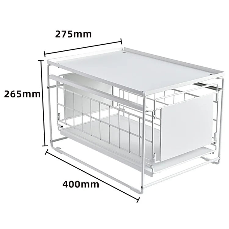 Multi-function Kitchen Under Sink Organizer Shelf Carbon Steel Rack with Lid