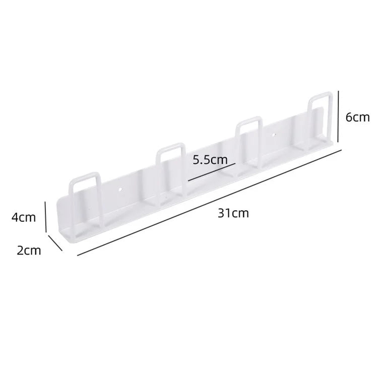 4-Hook Carbon Steel Organizer Rack Drill Free Wall Mounted Cup Holder
