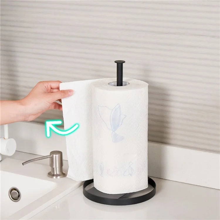 Telescopic Height Carbon Steel Desktop Roll Paper Towel Holder Rack, Arc Type