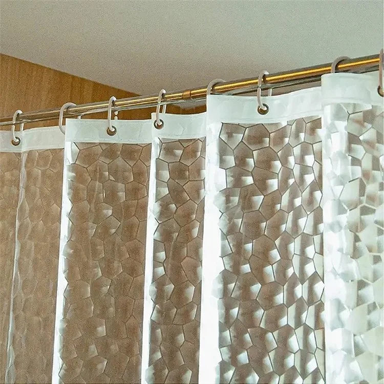 8001 PEVA 3D Pattern Shower Curtain with Steel Hooks for Bathroom, 180x180cm
