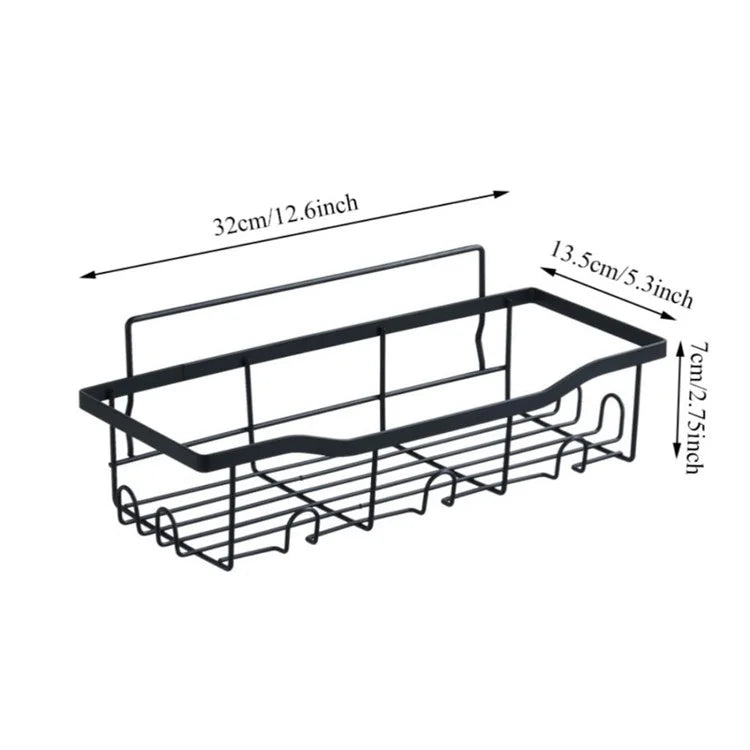 4Pcs / Set 6-Hook Style Punch-Free Carbon Steel Storage Basket Bathroom Draining Organization Rack