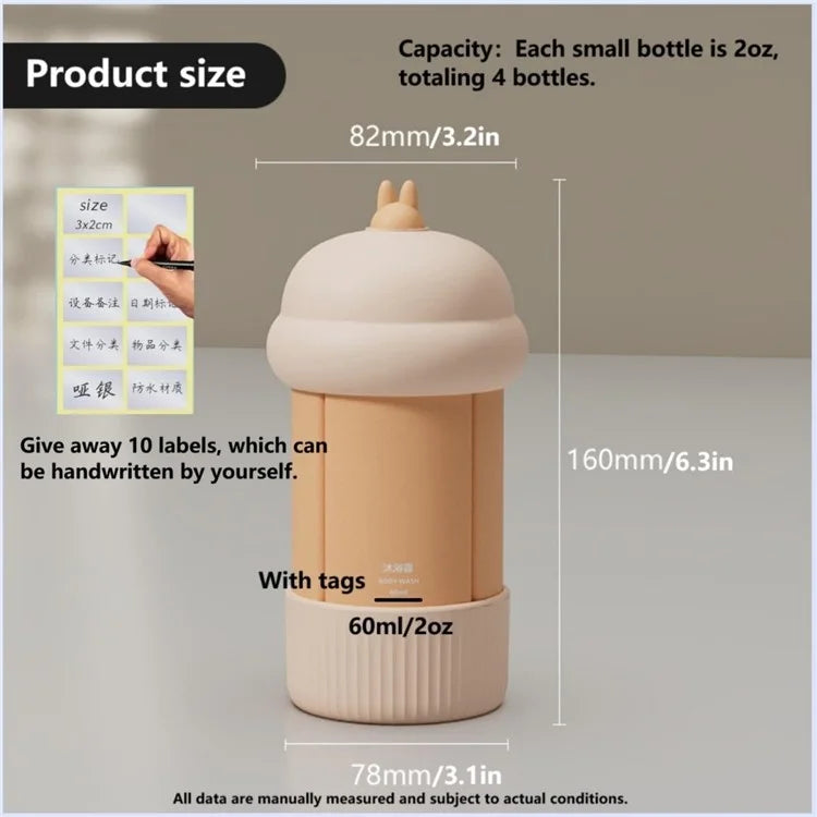 4-in-1 Travel Refillable Bottle Set Portable Squeezed Empty Lotion Shampoo Container