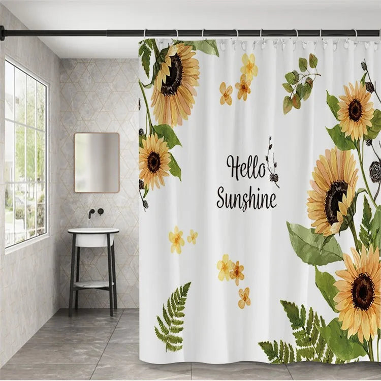 150x180cm Thicken Shower Curtain Plant Pattern Bathroom Polyester Shower Curtain