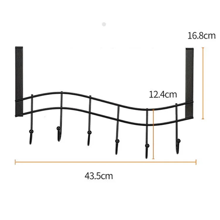 001-ZJ-H009 Over The Door Hooks Note Shape Metal 6 Door Hanger Towel Racks for Bathroom
