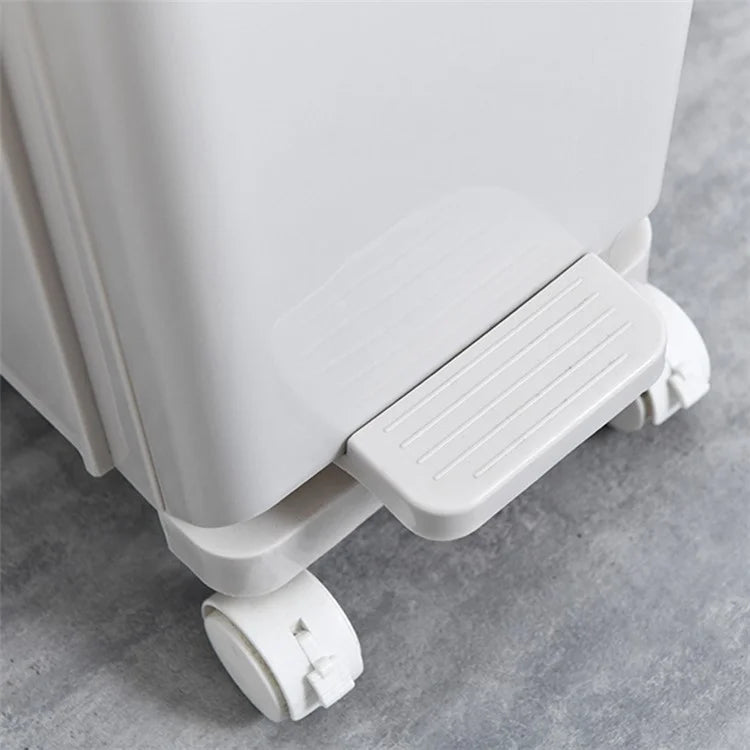7030 32L Long Tube Kitchen Double Layer Mobile Pulley Garbage Basket Dry Wet Separation Trash Can