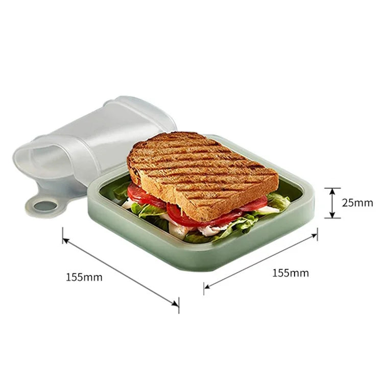 Portable Sandwich Toast Box Silicone + PP Food Container Kids Lunch Bento Box (BPA Free, No FDA)