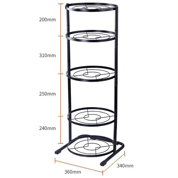 001-ZJ-GJ002 Kitchen Storage Rack 5-Tier Kitchen Pot Rack Metal Shelf Stand