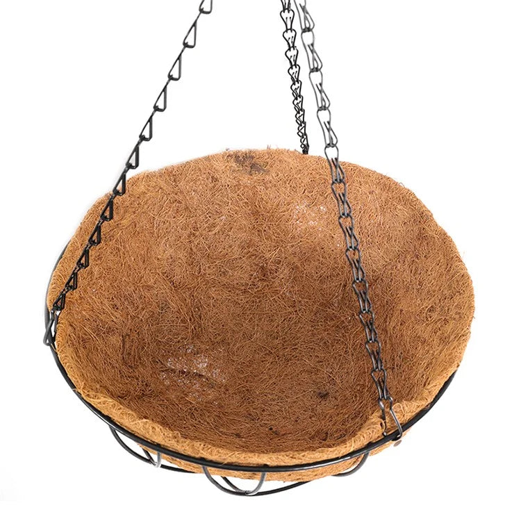 001-YZ01 12-inch Metal Hanging Planter Basket with Coir Liner (Semi-circular Umbrella Shape)
