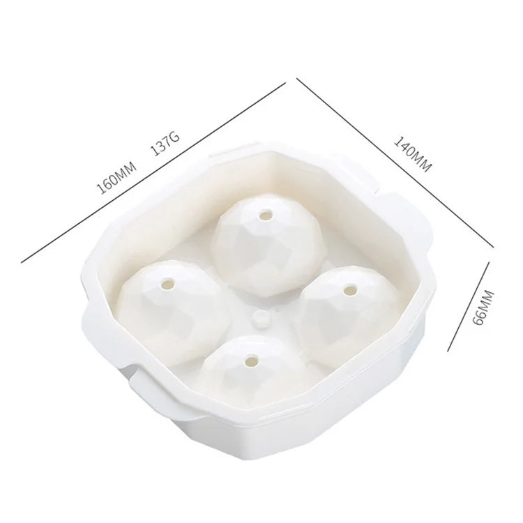 4 Cells Large Ice Ball Making Tray PP Frozen Ice Cube Mold for Whiskey Drink (BPA Free, No FDA Certificate)