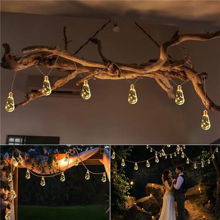 Waterproof Garden Lamp Hemp Rope Solar Patio Light with 16 Shatterproof Bulbs