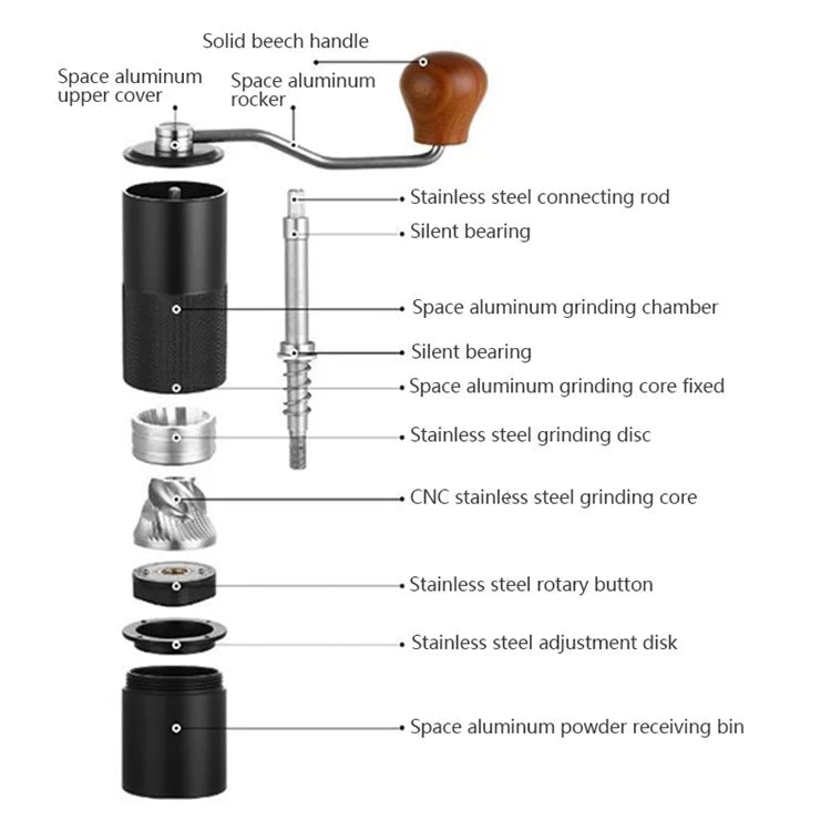 001-ZJ-MJ1 Manual Coffee Grinder Portable Coffee Bean Grinding Machine (BPA Free, No FDA)