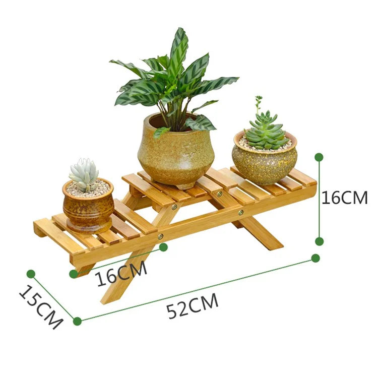 NZZMHJ Desktop Plant Stand Flower ?Pot Holder Multi-Layer Bamboo Plant Shelf for Living Room Office Corner