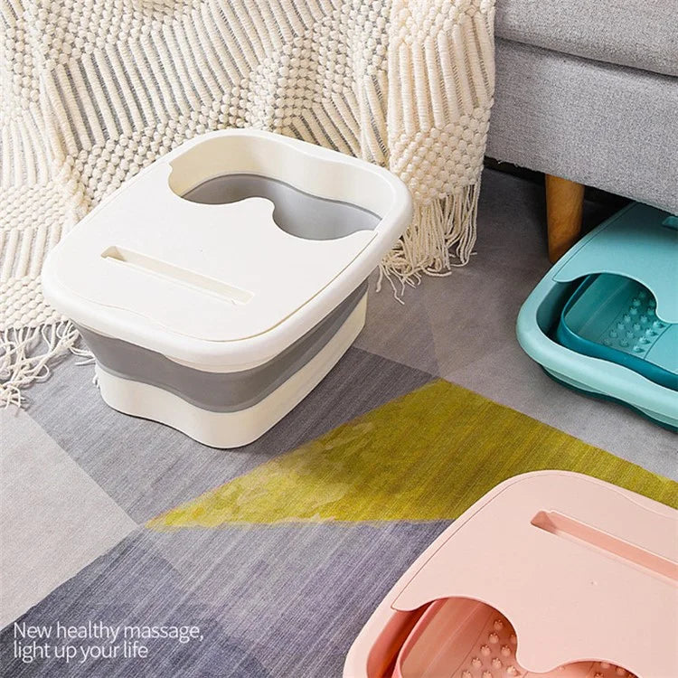 Thickened Silicone Foot Bath Basin Home Foldable Foot Soaking Bucket with Lid
