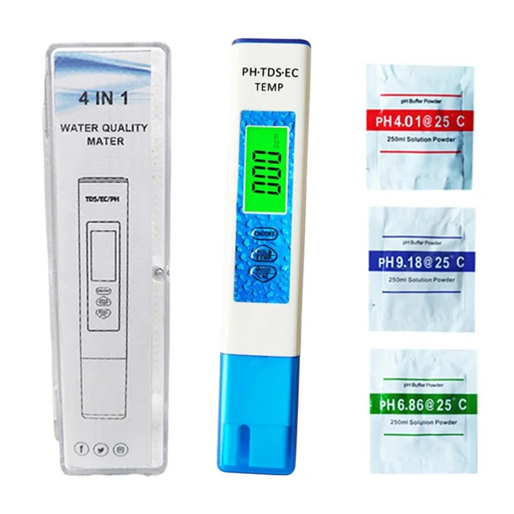4-in-1 PH TDS EC TEMP Test Pen Portable Water Quality Monitor Tester