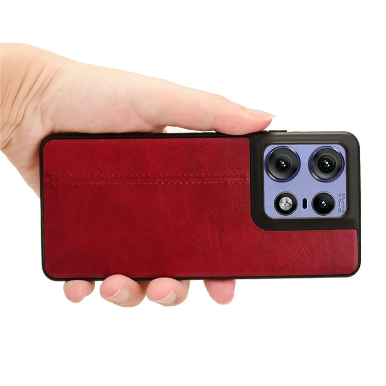 For Motorola Edge 50 Pro 5G Case Cowhide Texture Leather+TPU+PC Phone Cover