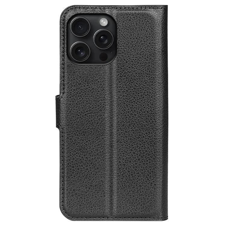 For iPhone 16 Pro Max Wallet Case Litchi Texture Phone Leather Cover