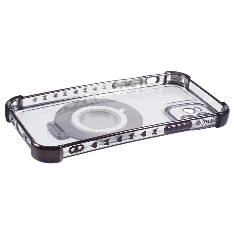 For iPhone 12 Case Makeup Mirror TPU Clear Phone Cover Invisible Kickstand