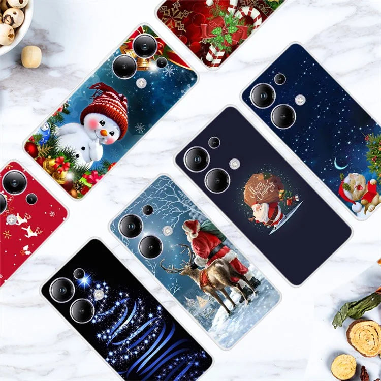 For Xiaomi Poco M6 Pro 4G / Redmi Note 13 Pro 4G Case Christmas Pattern TPU Phone Cover Head