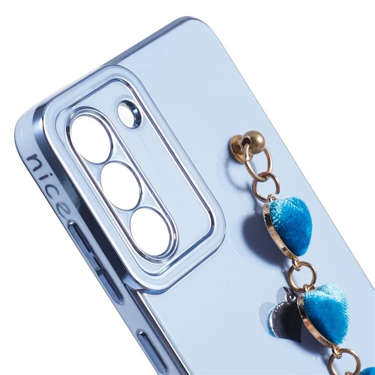 For Samsung Galaxy S21+ 5G Case Anti-Drop Soft TPU Phone Cover with Heart Chain Strap