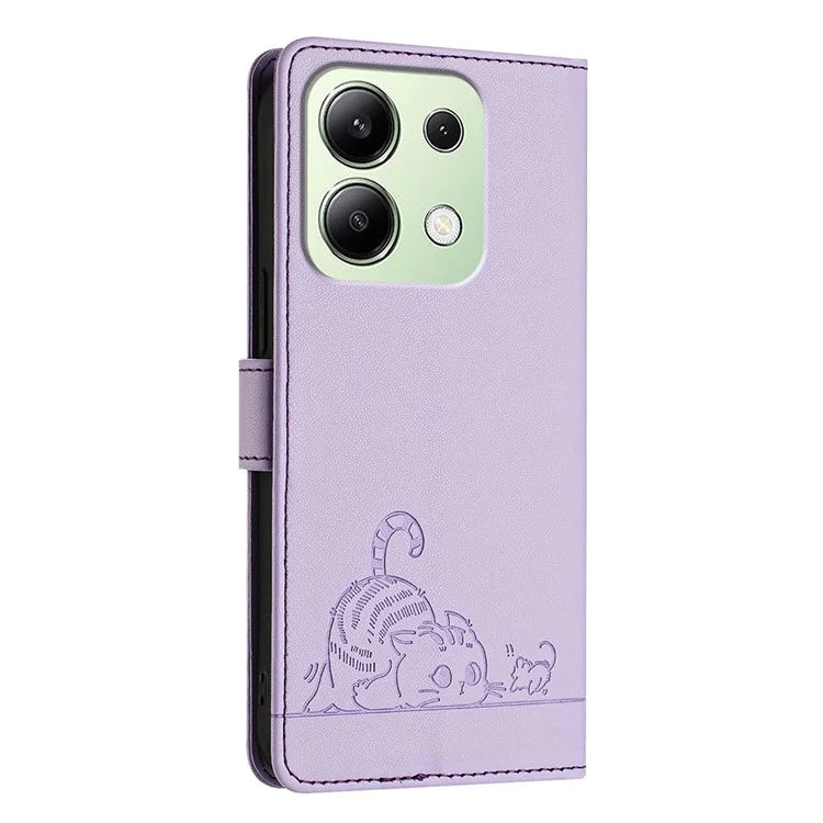 YB Imprinting Series-9 for Xiaomi Redmi Note 13 4G Case Leather Phone Cover with Purse Card Holder