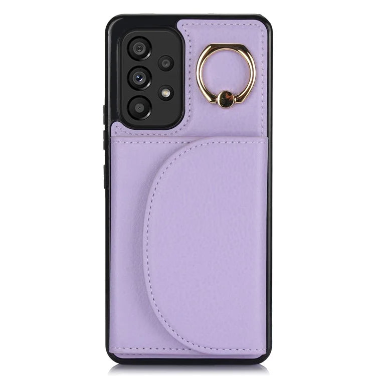 For Samsung Galaxy A53 5G Phone Cover RFID Blocking Wallet Case with Ring Kickstand