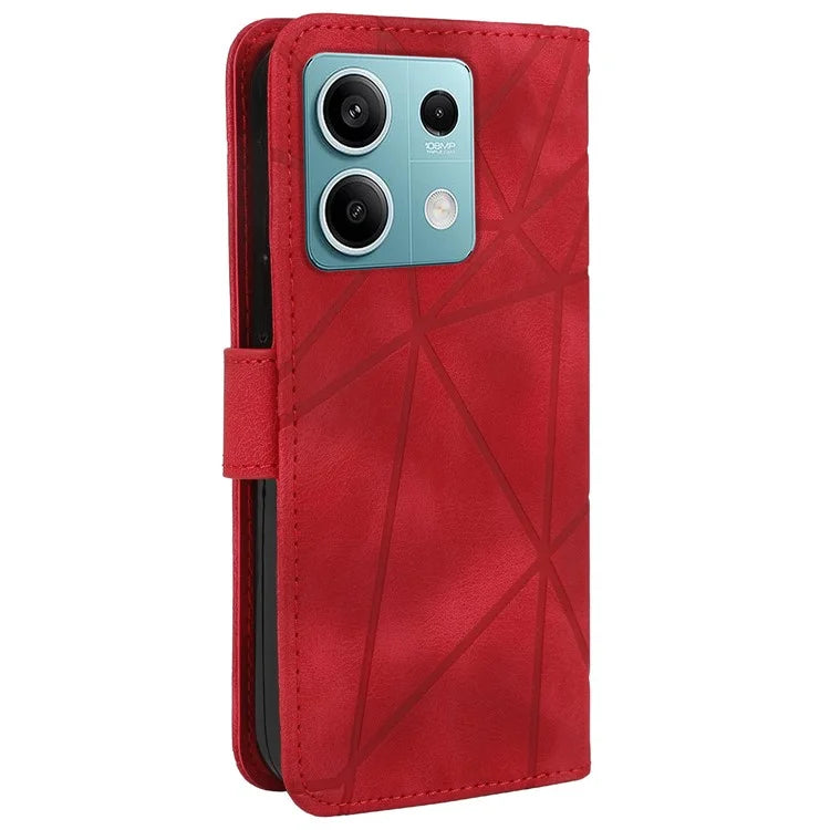 For Xiaomi Redmi Note 13 5G Case Leather Phone Cover Imprinted Line Pattern TPU Inner