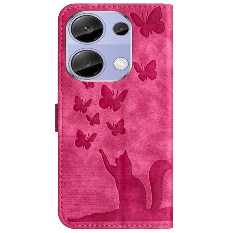 For Xiaomi Redmi Note 13 Pro 4G / Poco M6 Pro 4G Wallet Phone Case Butterfly Cat Imprint Leather Cover