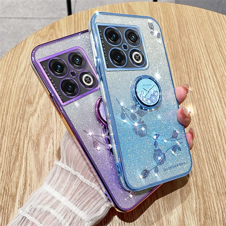 KADEM For OnePlus 10 Pro 5G Case Gradient Bling TPU Phone Cover with Ring Holder