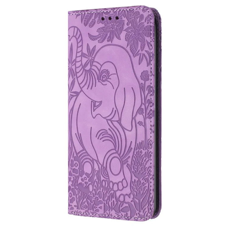 For Xiaomi Redmi A3 / Poco C61 4G Case Elephant Pattern Leather Phone Cover Magnetic Absorption