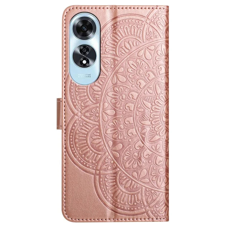For Oppo A60 4G Case PU Leather Mandala Imprinted Wallet Phone Cover