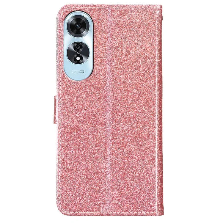 For Oppo A60 4G Wallet Case Glitter Leather Anti-Scratch Phone Cover Gold