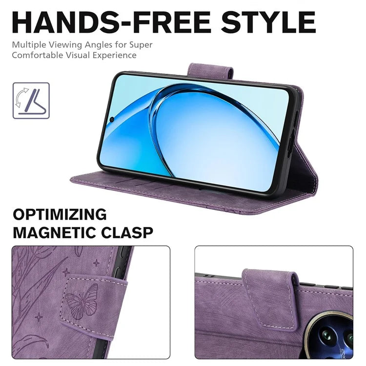 SY-001 For Realme 12 Pro 5G / 12 Pro+ 5G Case with Wrist Strap Butterfly Flower Leather Phone Cover Folio Wallet
