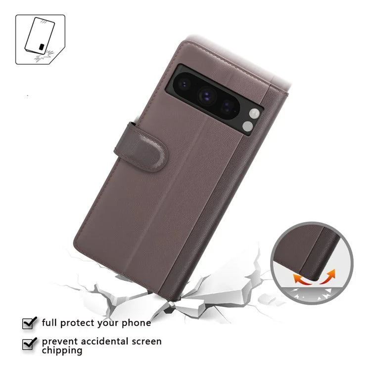 For Google Pixel 8 Pro Case Genuine Split Leather Flip Phone Cover