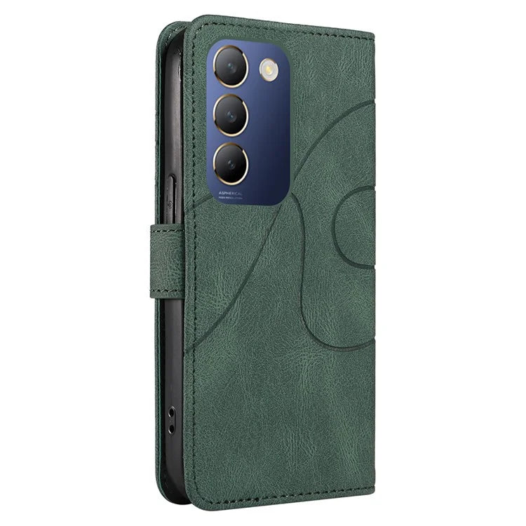 For vivo V40 SE 5G / Y100 5G (Indonesia) / Y200e 5G / V30 Lite 5G (India) Leather Case Curved Line Decor