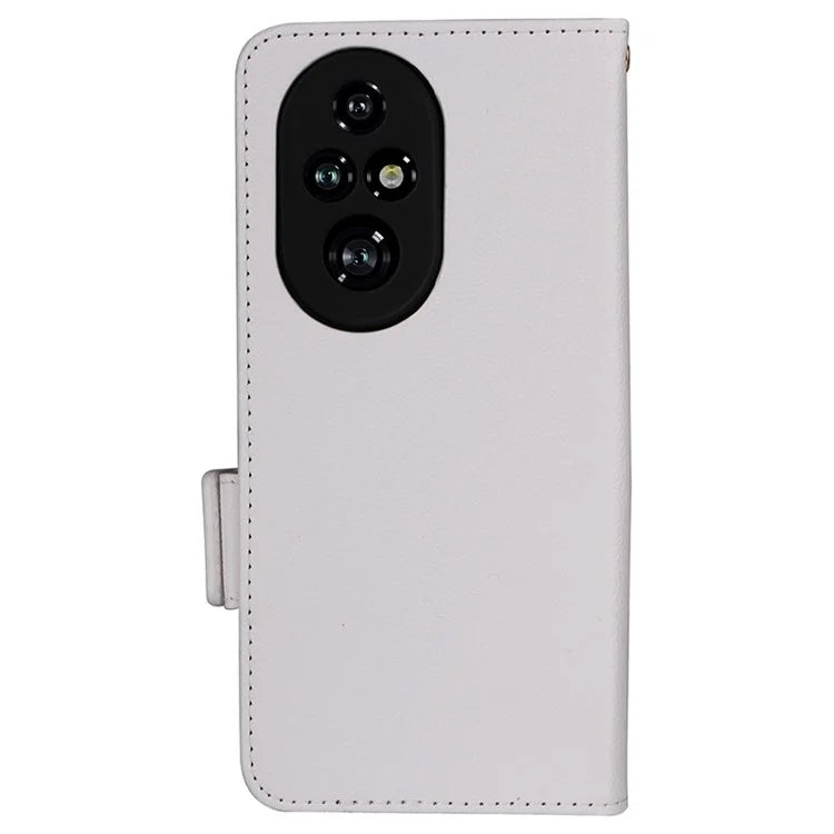 For Honor 200 Pro 5G Case Litchi Texture Horizontal Flip Leather Phone Cover with Wrist Strap
