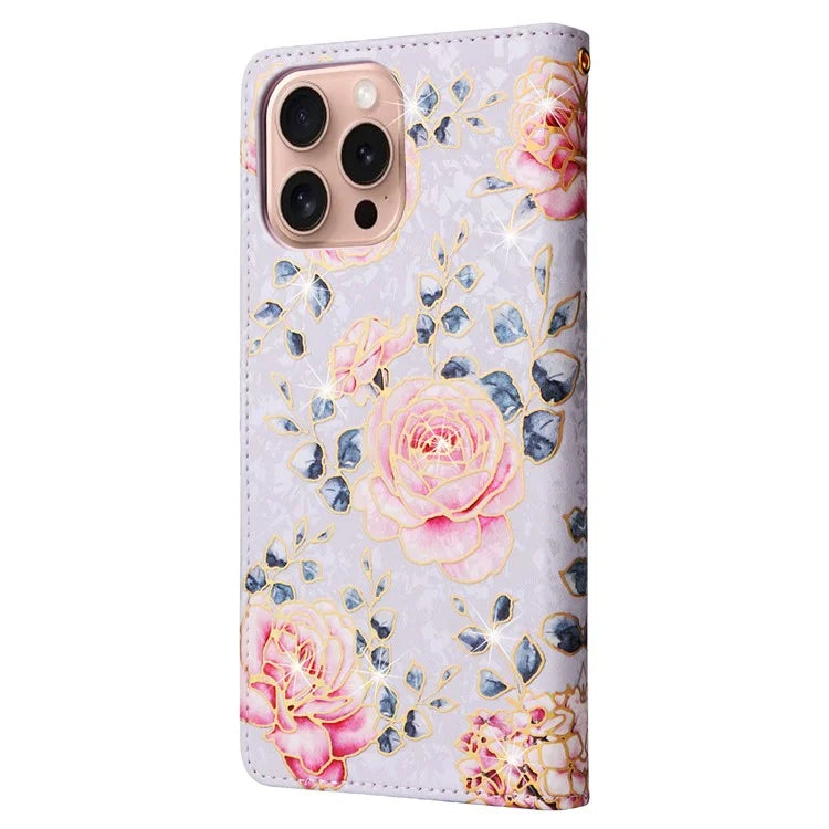 For iPhone 16 Pro Case Lacquered RFID Blocking Wallet PU Leather Stand Phone Cover