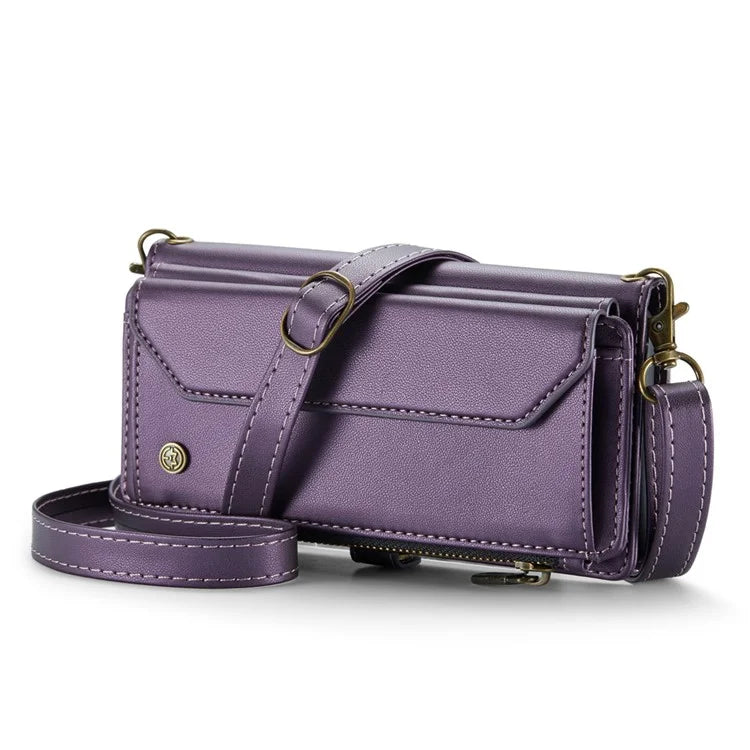 CASEME C36 Series For iPhone 15 Plus Case Leather Magnetic Handbag Zipper Pocket Phone Cover