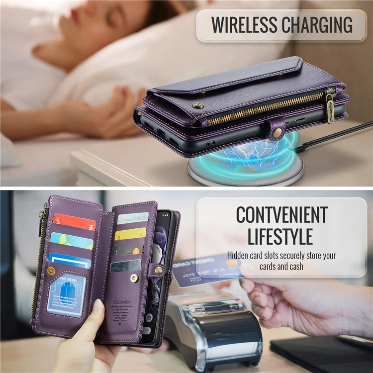 CASEME C36 Series For Google Pixel 8 Crossbody Case PU Leather Phone Cover Wallet RFID Blocking Protection