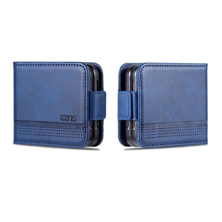 AZNS For Samsung Galaxy Z Flip6 5G Case Card Holder PU Leather Phone Cover Cowhide Texture