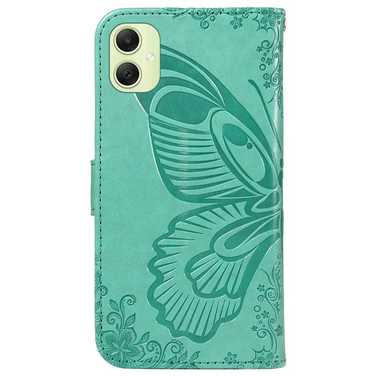 For Samsung Galaxy A05 4G Case Butterfly Leather Wallet Phone Cover with Hand Strap