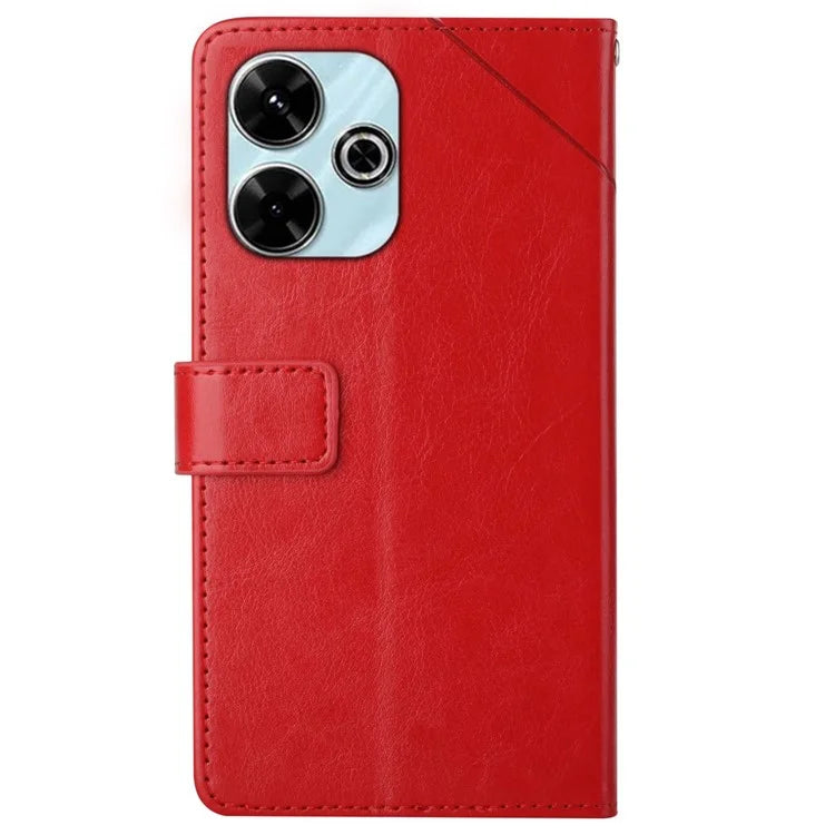HT01 For Xiaomi Redmi 13 4G Case Leather Flip Phone Cover Y-Shaped Lines