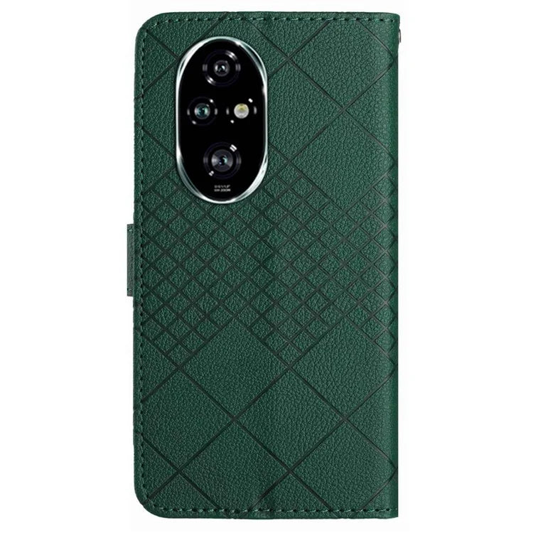 HT06 For Honor 200 Pro 5G Case Rhombus Imprinted Leather Wallet Phone Cover
