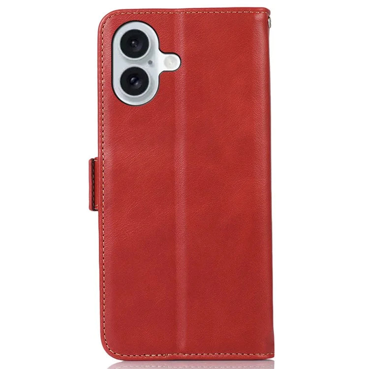 For iPhone 16 Case RFID Blocking Genuine Cow Leather Purse Flip Cover Crazy Horse Texture