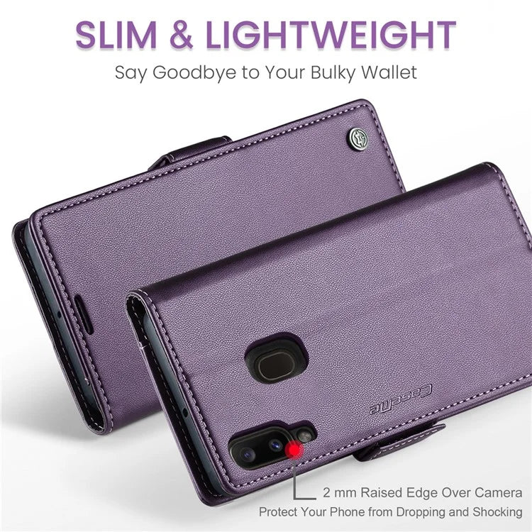 CASEME 023 Series For Samsung Galaxy A20 / A30 / M10s Glossy Case RFID Blocking Leather Phone Cover
