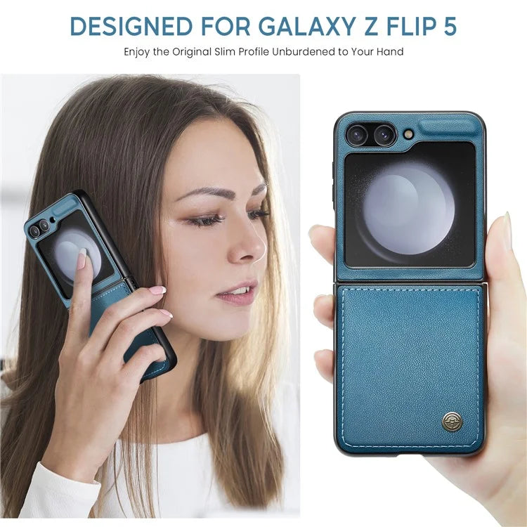 CASEME 023 Series For Samsung Galaxy Z Flip5 5G Case Litchi Texture Leather+PC Phone Cover
