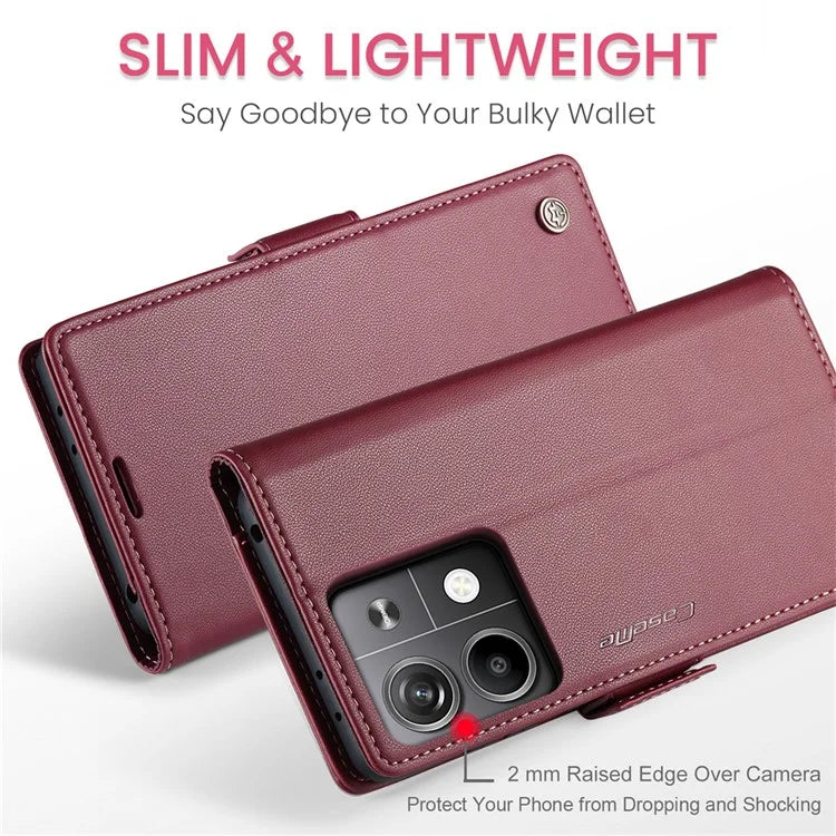 CASEME 023 Series For Xiaomi Redmi Note 13 5G Case Leather Folio Phone Cover RFID Blocking