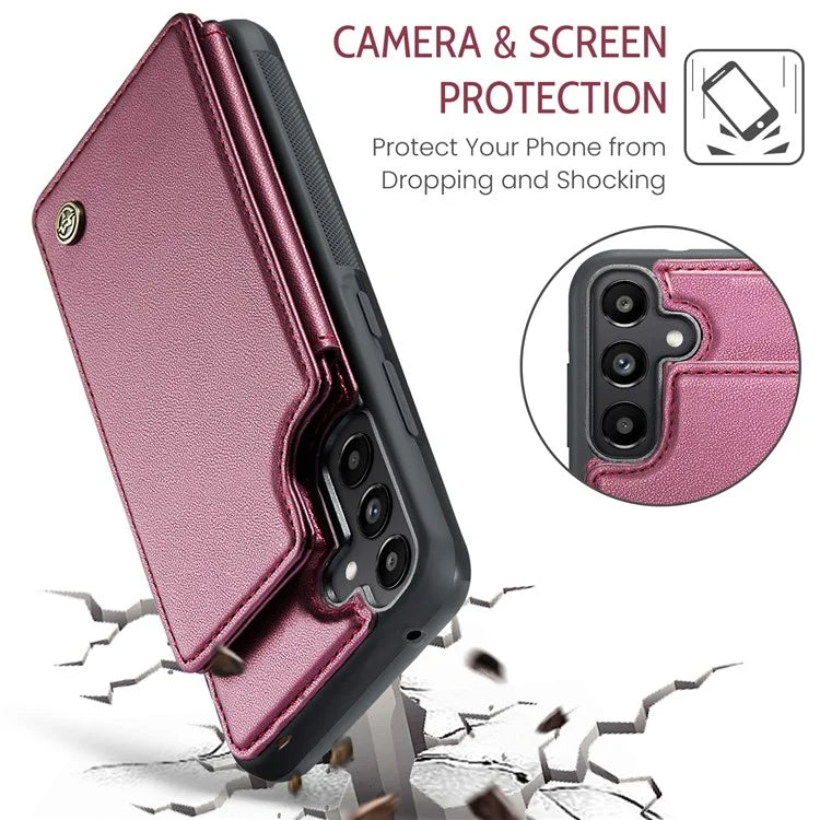 CASEME C22 Series For Samsung Galaxy A55 5G Case RFID Blocking 5 Card Slots Kickstand Back Cover