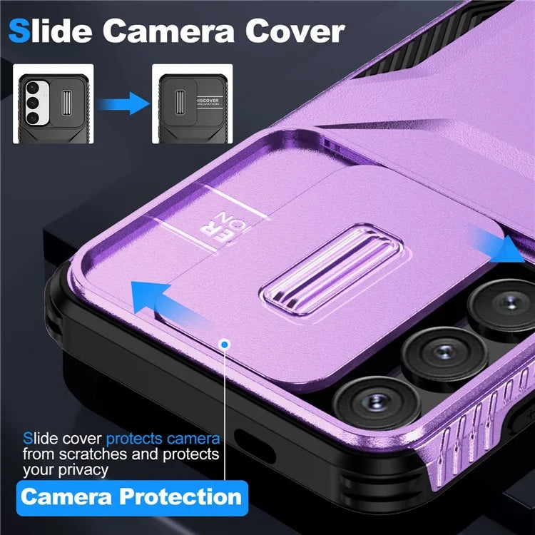 For Samsung Galaxy S24+ Phone Case with Slide Camera Cover PC+TPU Material