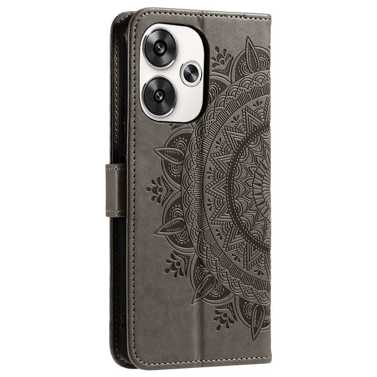For Xiaomi Poco F6 5G / Redmi Turbo 3 5G Case Imprinted Totem PU Leather Phone Cover