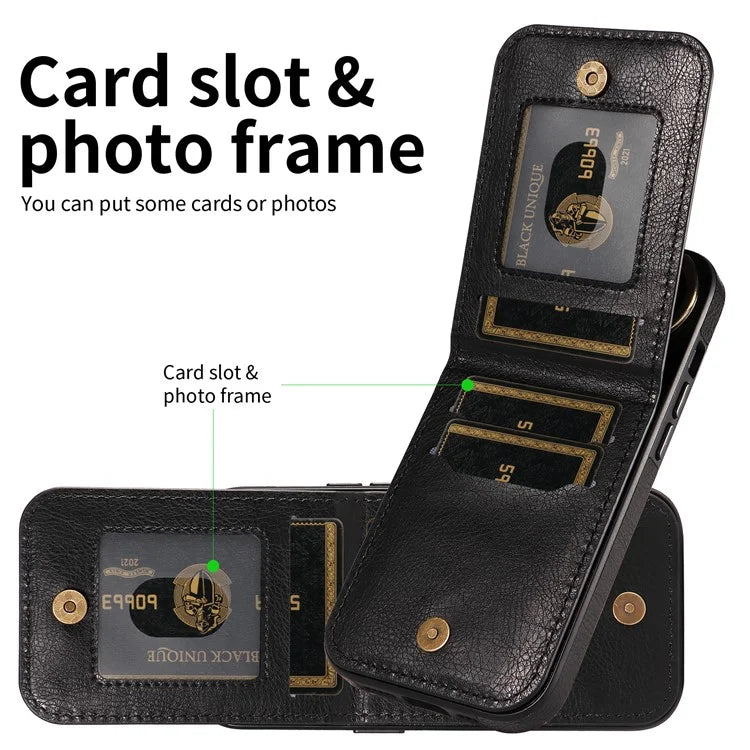 004 For Samsung Galaxy A35 5G Case Card Holder Litchi Texture Leather Back Cover with Kickstand